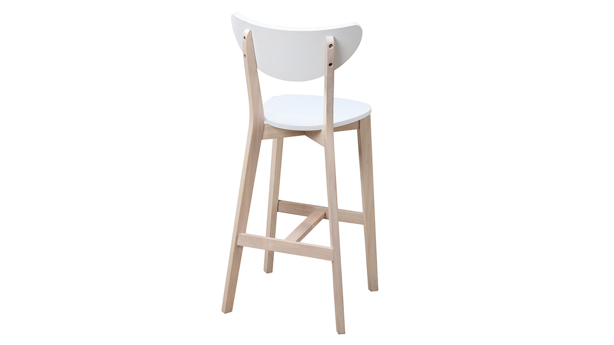 Tabourets de bar scandinaves blanc et bois 75 cm (lot de 2) LEENA