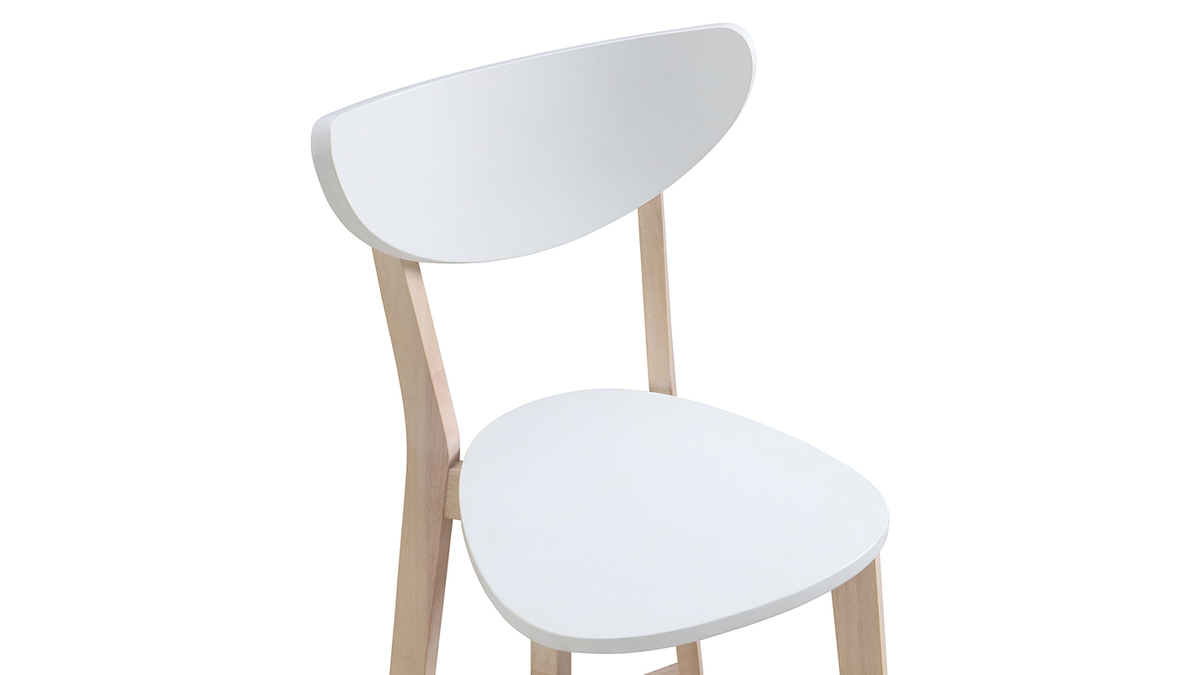 Tabourets de bar scandinaves blanc et bois 75 cm (lot de 2) LEENA