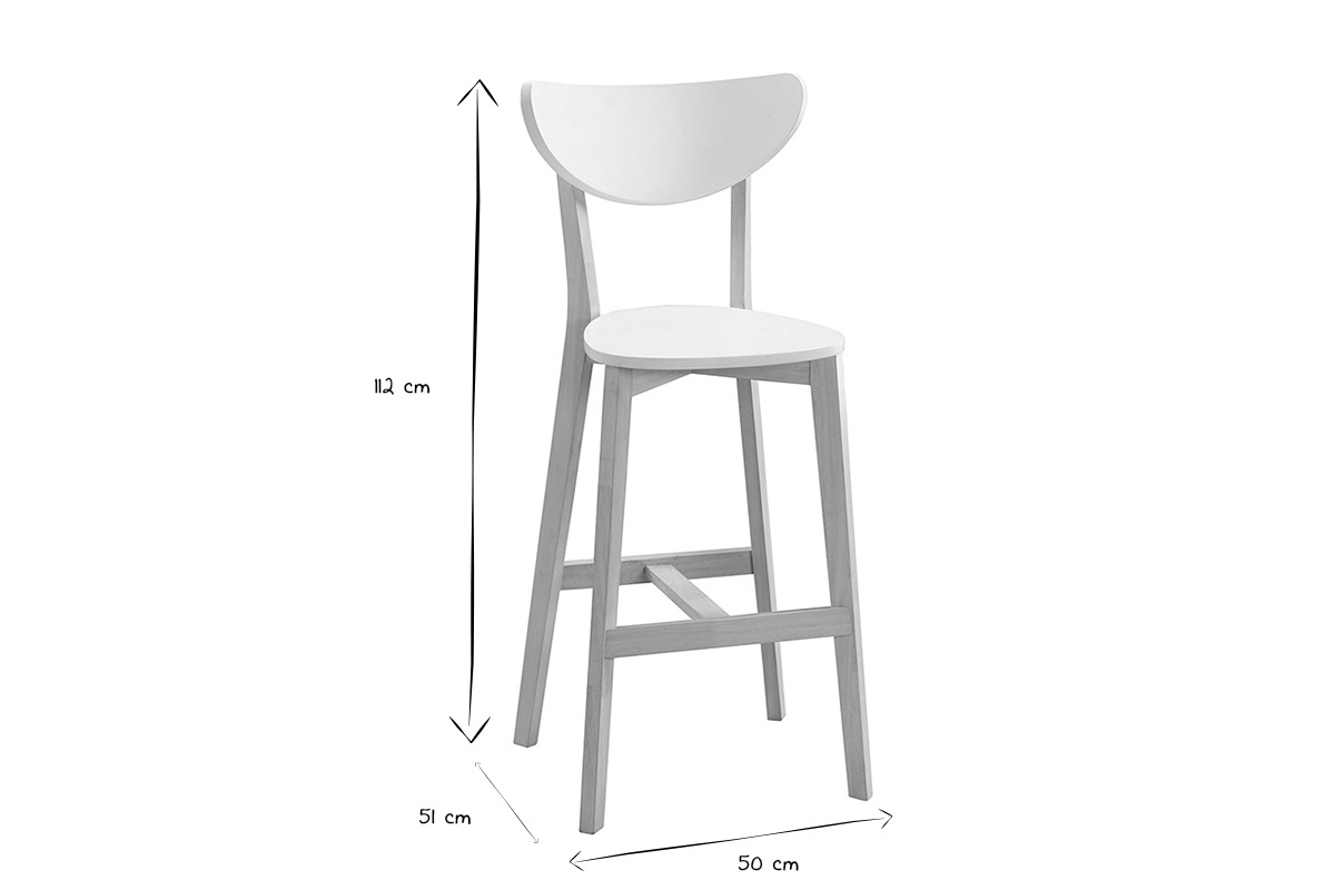 Tabourets de bar scandinaves blanc et bois 75 cm (lot de 2) LEENA