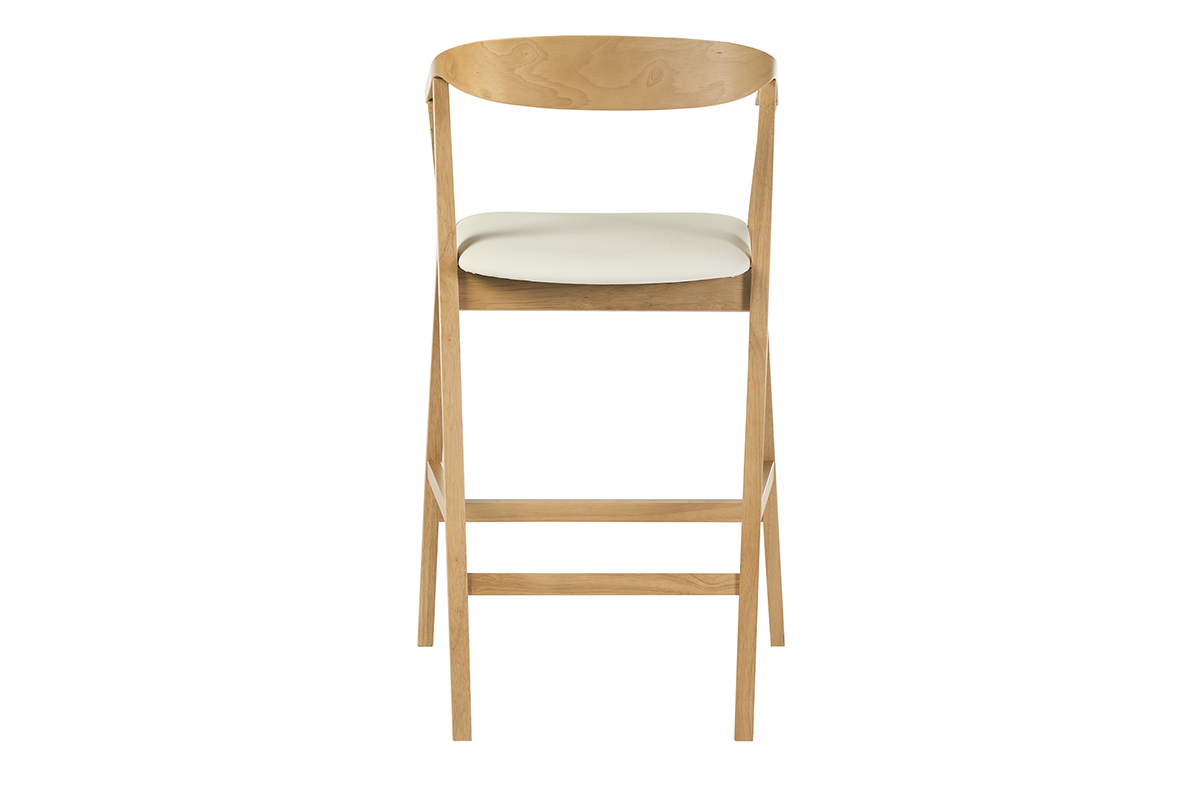Tabourets de bar scandinaves blancs et bois clair H66.5 cm (lot de 2) BAHIA