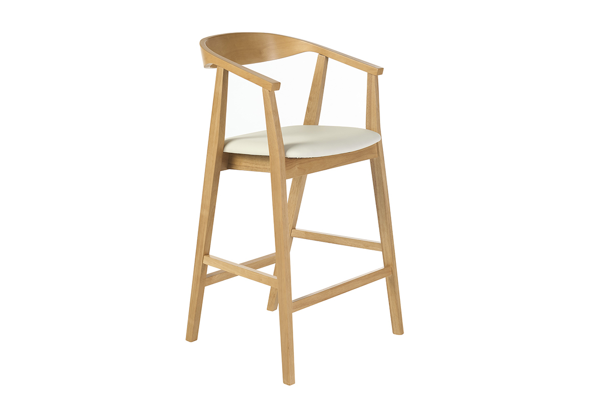 Tabourets de bar scandinaves blancs et bois clair H66.5 cm (lot de 2) BAHIA