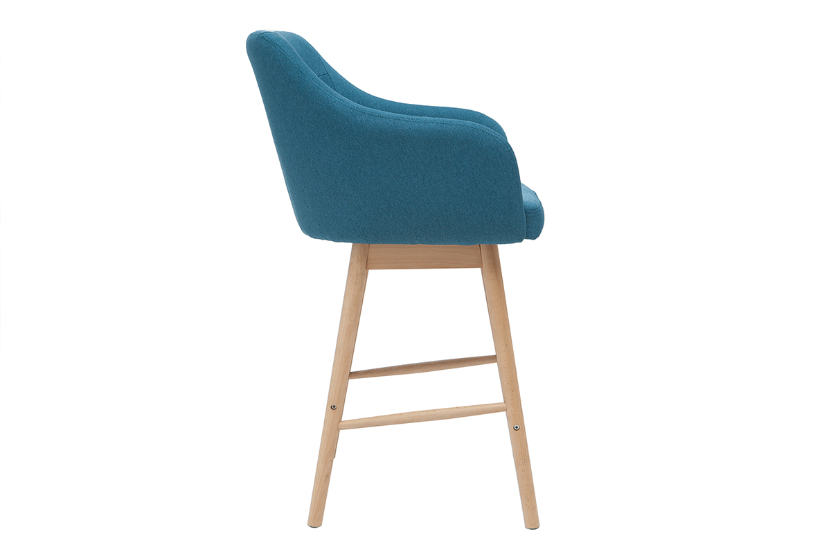 Tabourets de bar scandinaves bleu canard et bois  (lot de 2) BALTIK