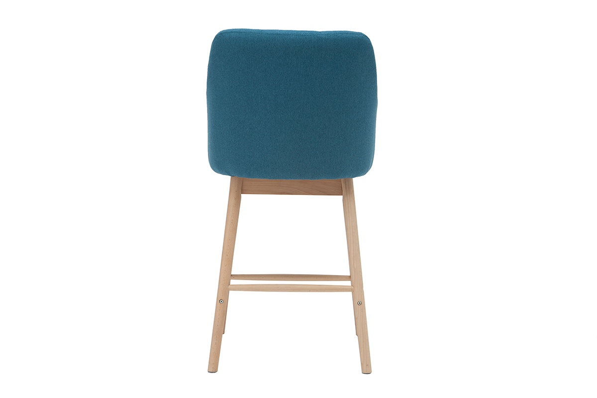 Tabourets de bar scandinaves bleu canard et bois  (lot de 2) BALTIK