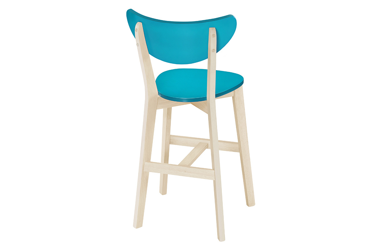 Tabourets de bar scandinaves bleu canard H65 cm (lot de 2) LEENA