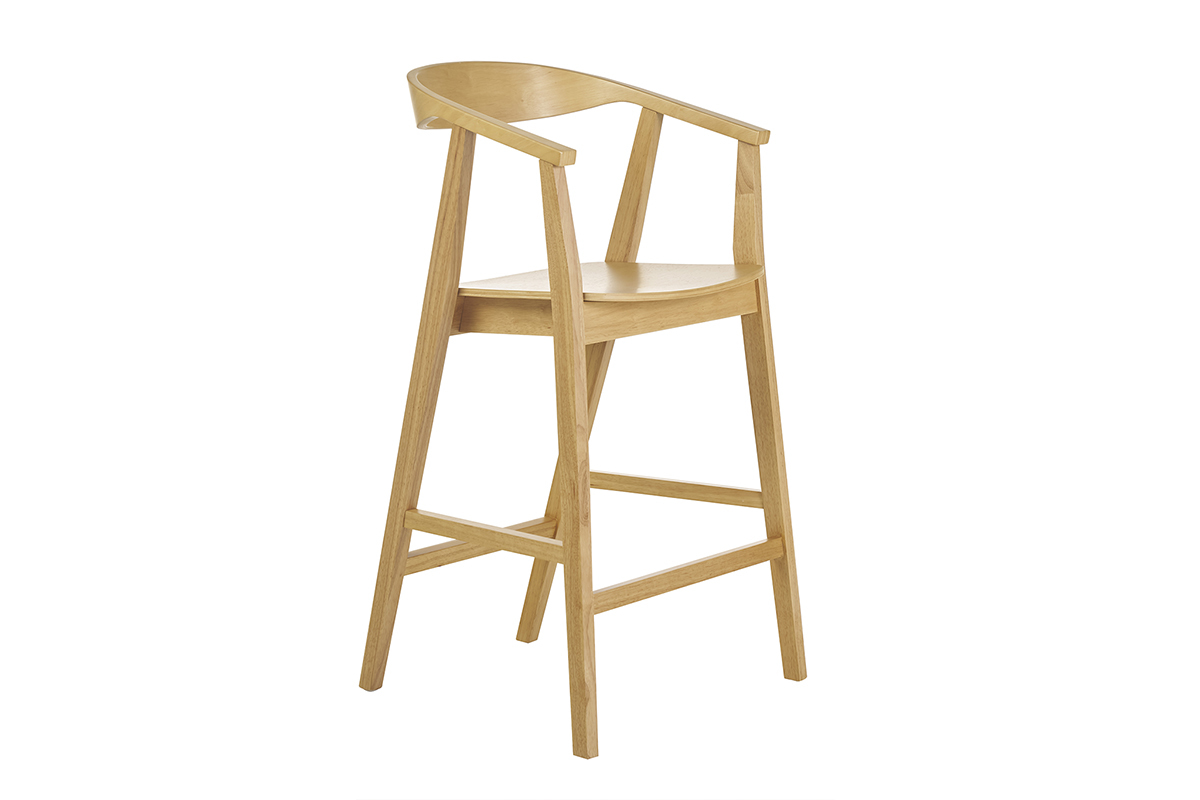 Tabourets de bar scandinaves en bois clair (lot de 2) BAHIA