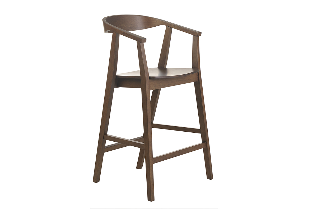 Tabourets de bar scandinaves en bois fonc (lot de 2) BAHIA