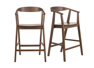 Tabourets de bar scandinaves en bois foncé (lot de 2) BAHIA