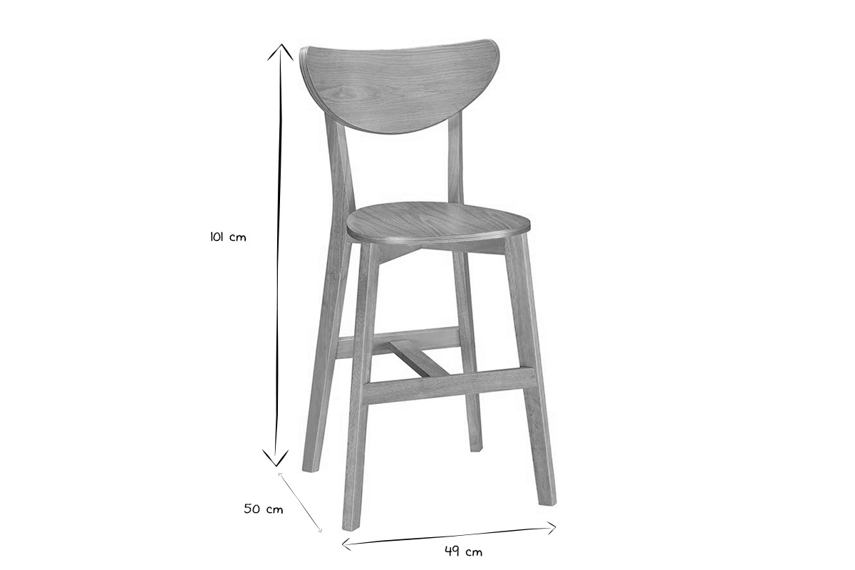 Tabourets de bar scandinaves finition chne H65 cm (lot de 2) LEENA