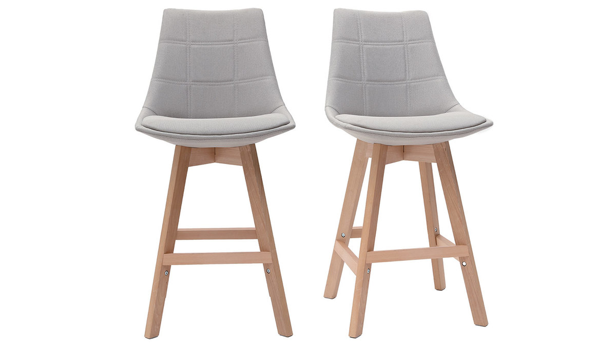 Tabourets de bar scandinaves gris clair 65 cm (lot de 2) MATILDE