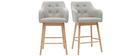 Tabourets de bar scandinaves gris clair et bois H65 cm (lot de 2) BALTIK