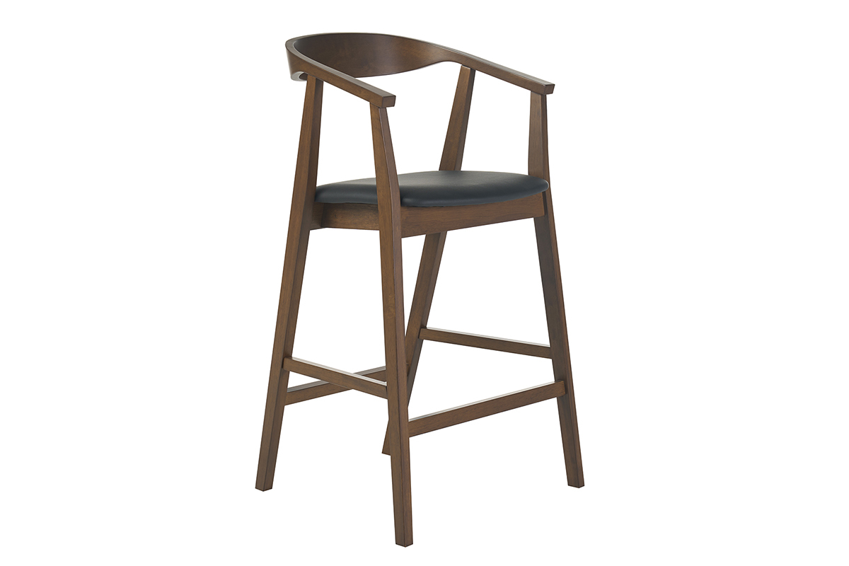 Tabourets de bar scandinaves noirs et bois fonc� H66.5 cm (lot de 2) BAHIA