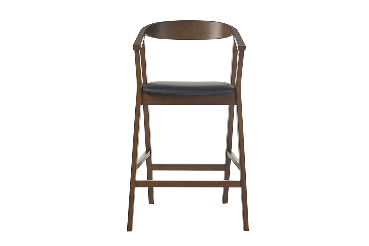 Tabourets de bar scandinaves noirs et bois fonc� H66.5 cm (lot de 2) BAHIA