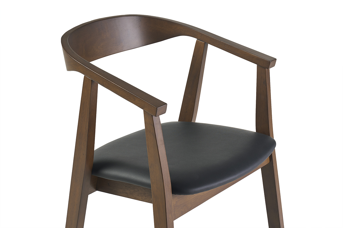 Tabourets de bar scandinaves noirs et bois fonc� H66.5 cm (lot de 2) BAHIA