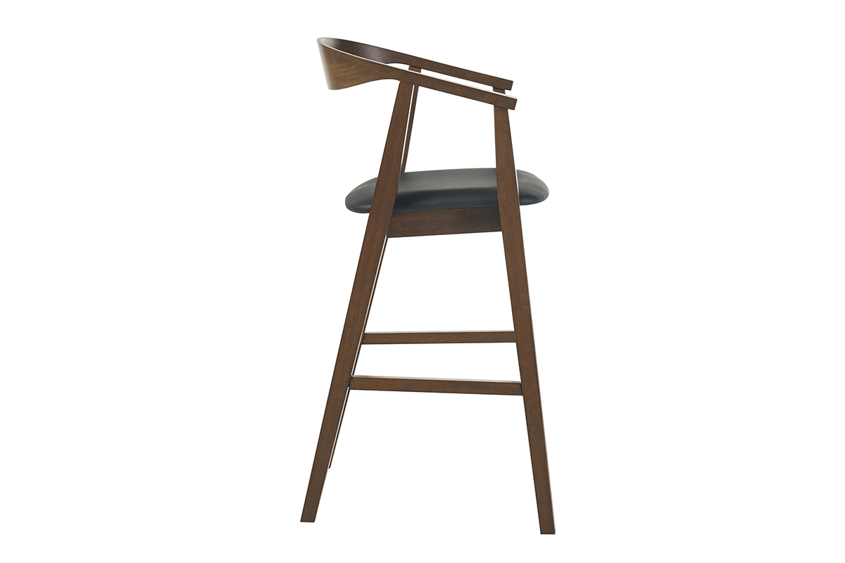 Tabourets de bar scandinaves noirs et bois fonc� H66.5 cm (lot de 2) BAHIA