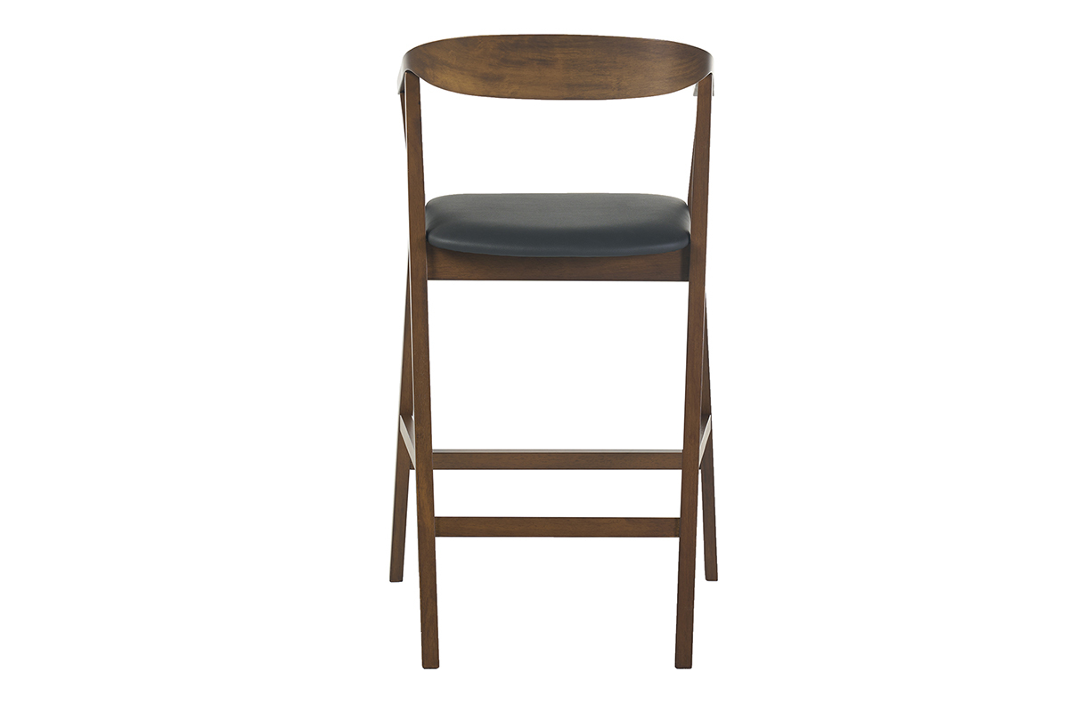 Tabourets de bar scandinaves noirs et bois fonc� H66.5 cm (lot de 2) BAHIA