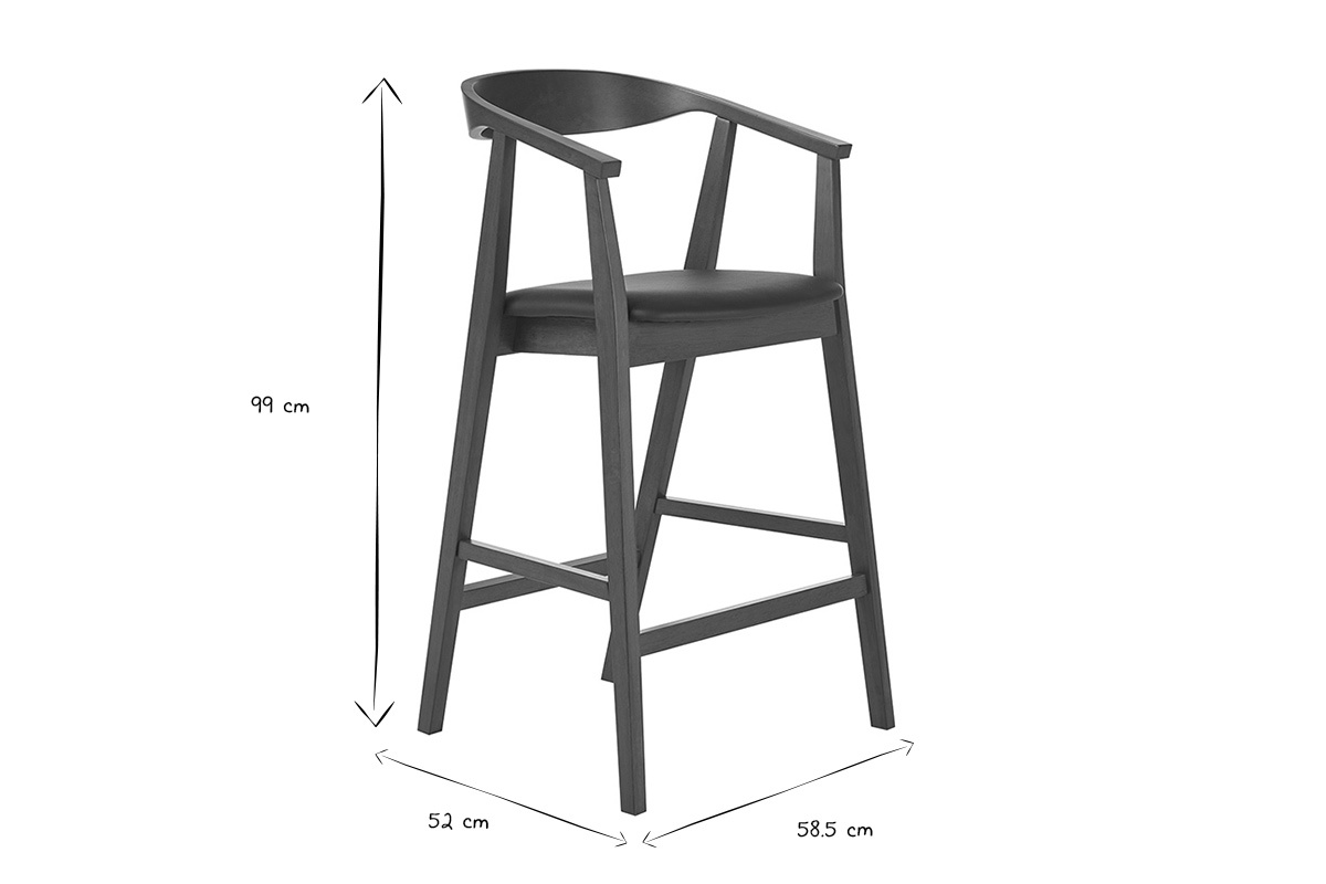 Tabourets de bar scandinaves noirs et bois fonc� H66.5 cm (lot de 2) BAHIA
