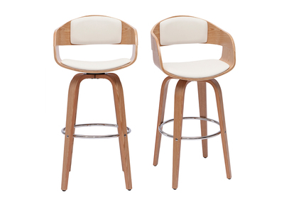 Tabourets de bar scandinaves pivotants 360° en bois clair H65 cm (lot de 2) GAO