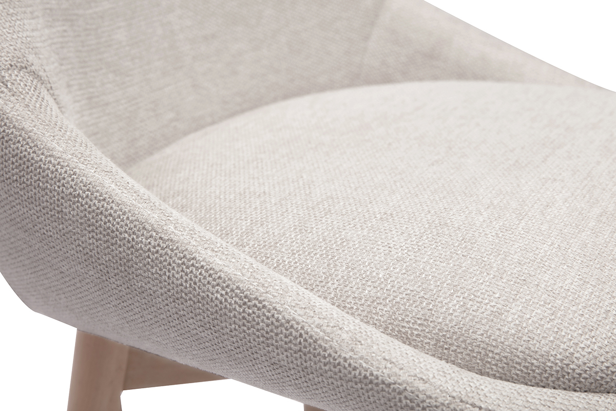 Tabourets de bar scandinaves pivotants 360 en tissu effet velours textur beige et bois clair H65 cm (lot de 2) ALESS