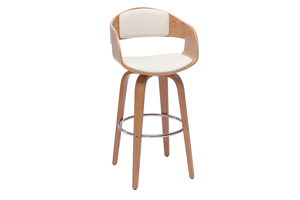 Tabourets de bar scandinaves pivotants 360° en bois clair H65 cm (lot de 2) GAO