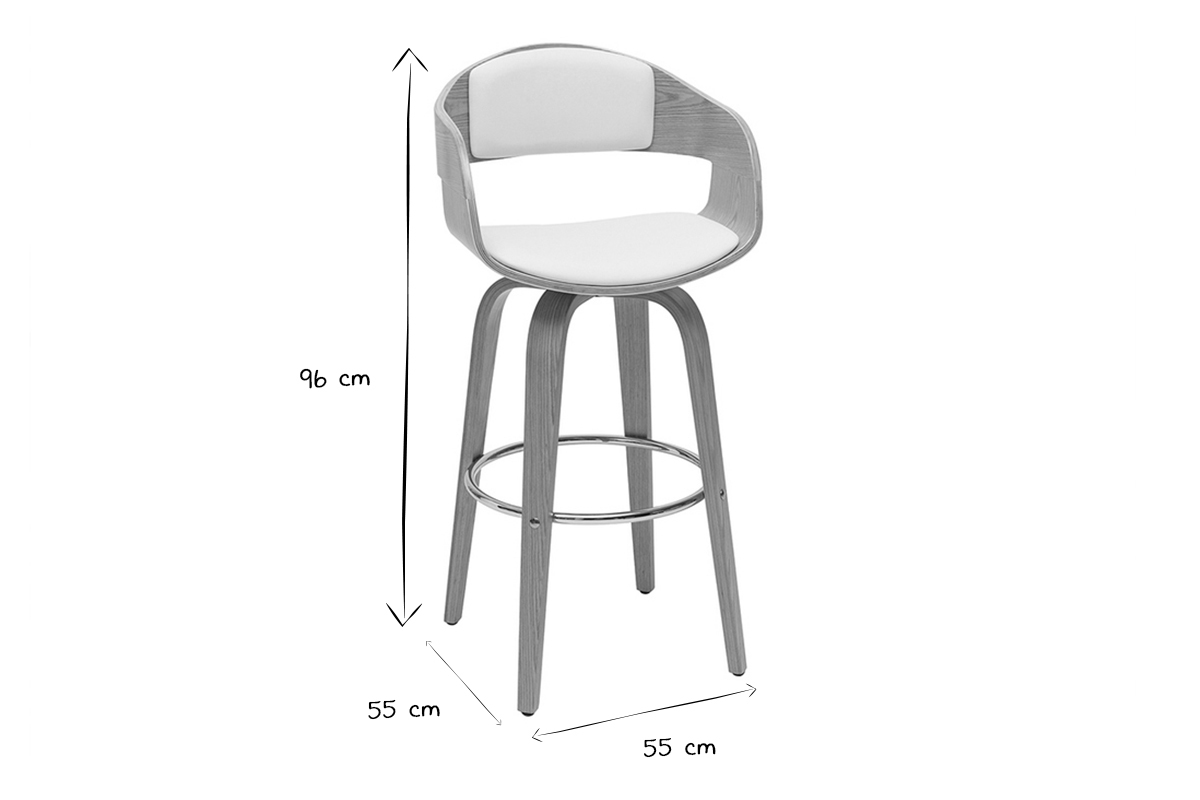 Tabourets de bar scandinaves pivotants 360° en bois clair H65 cm (lot de 2) GAO