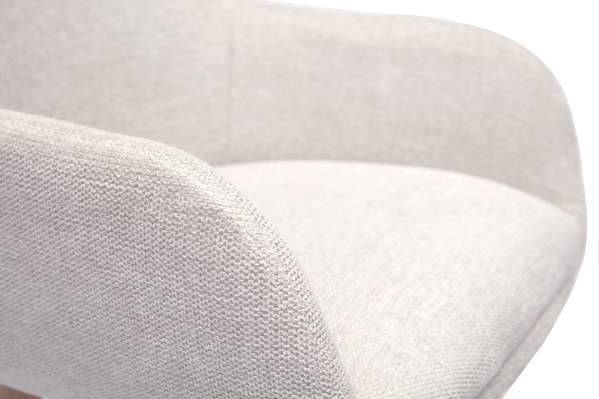 Tabourets de bar scandinaves pivotants 360� en tissu effet velours textur� beige et bois clair H65 cm (lot de 2) ALESS