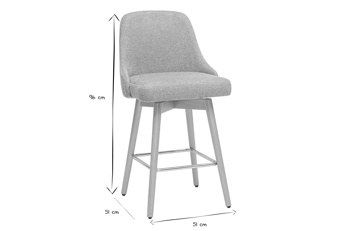 Tabourets de bar scandinaves pivotants 360� en tissu effet velours textur� terracotta et bois h�tre massif H65 cm (lot de 2) HASTA