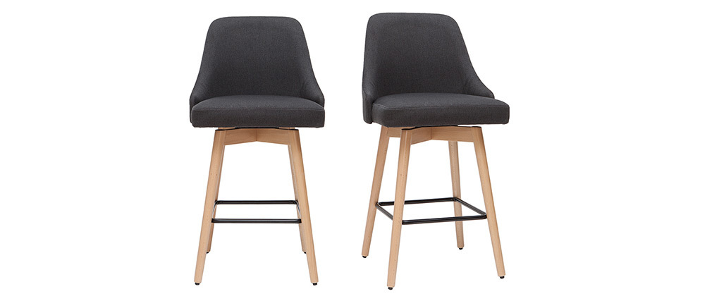 Tabourets de bar scandinaves pivotants gris fonc� H65 cm (lot de 2) HASTA
