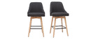 Tabourets de bar scandinaves pivotants gris fonc&eacute; H65 cm (lot de 2) HASTA