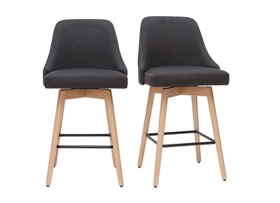 Tabourets de bar scandinaves pivotants gris fonc&eacute; H65 cm (lot de 2) HASTA