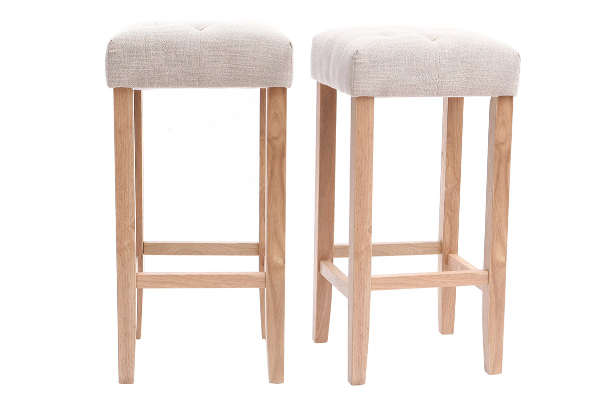 Tabourets de bar tissu beige naturel H75 cm (lot de 2) RIVOLI