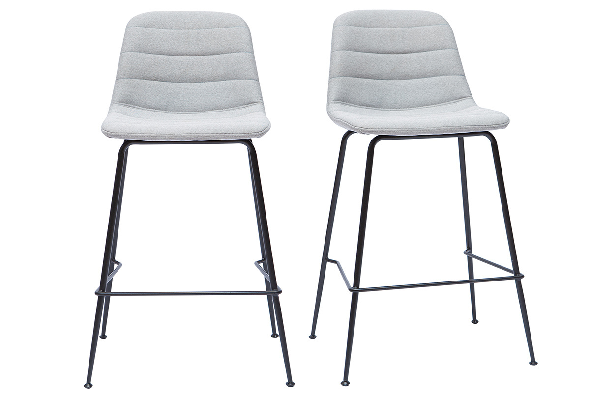 Tabourets de bar tissu et mtal gris clair  65 cm (lot de 2) SAURY