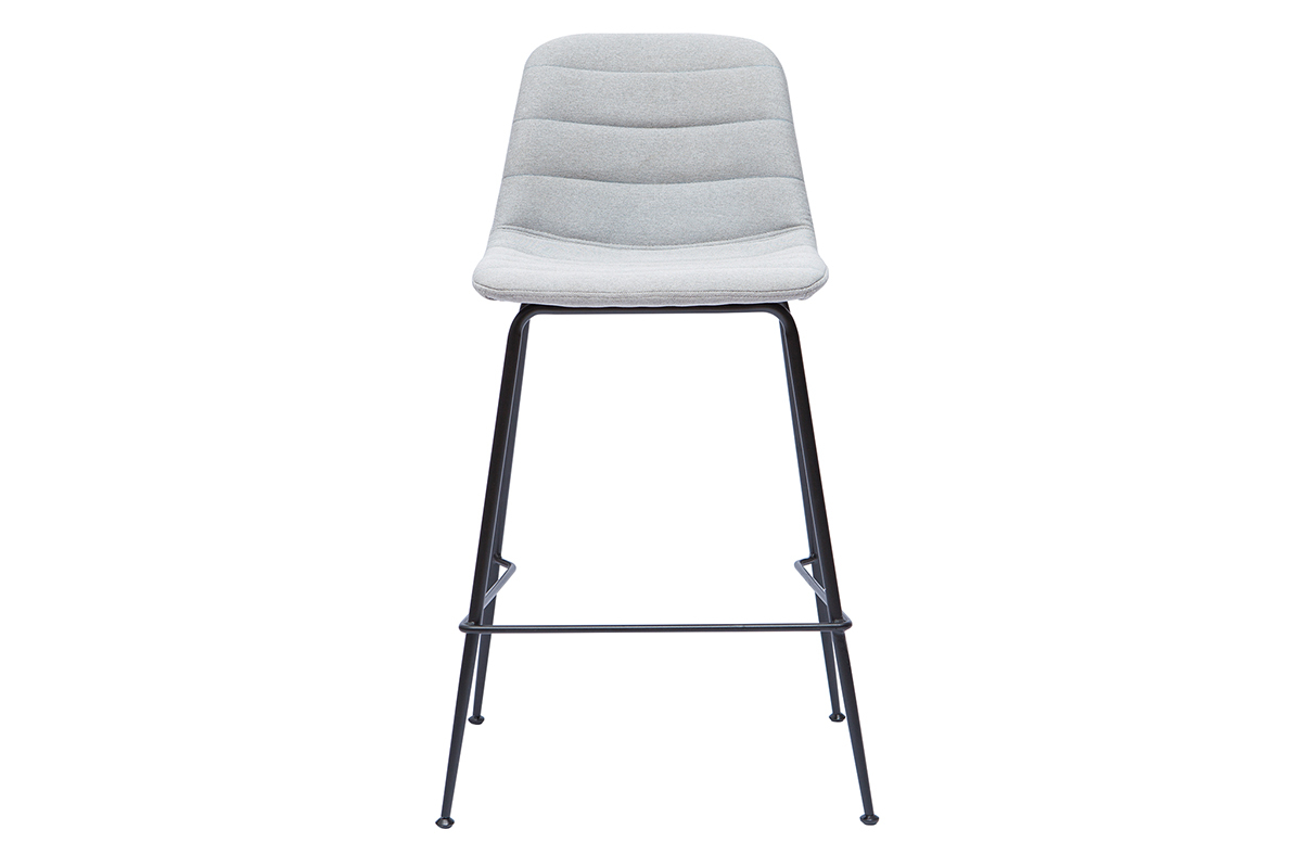 Tabourets de bar tissu et mtal gris clair  65 cm (lot de 2) SAURY