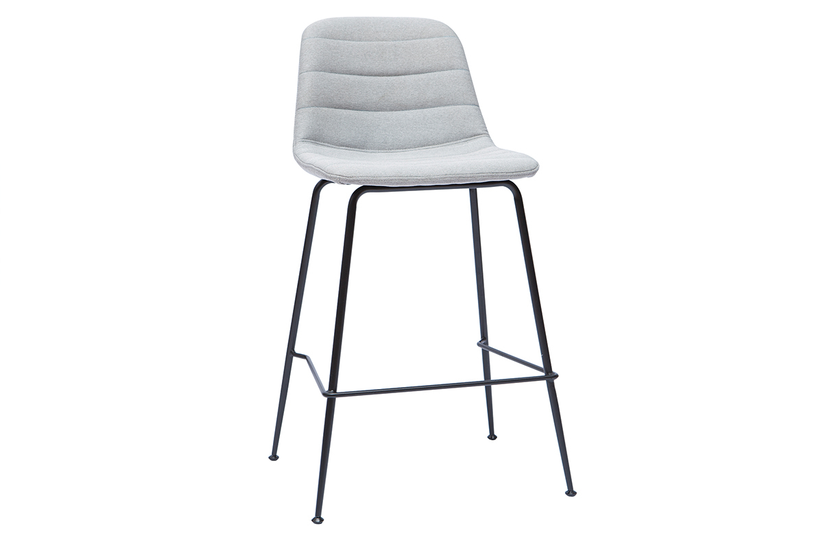 Tabourets de bar tissu et mtal gris clair  65 cm (lot de 2) SAURY