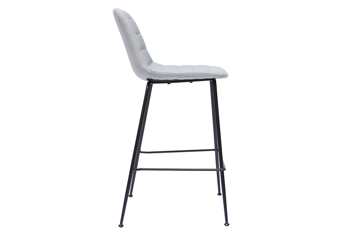 Tabourets de bar tissu et mtal gris clair  65 cm (lot de 2) SAURY