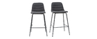 Tabourets de bar tissu et m&eacute;tal gris fonc&eacute; 65 cm (lot de 2) SAURY