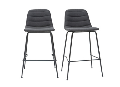 Tabourets de bar tissu et m&eacute;tal gris fonc&eacute; 65 cm (lot de 2) SAURY