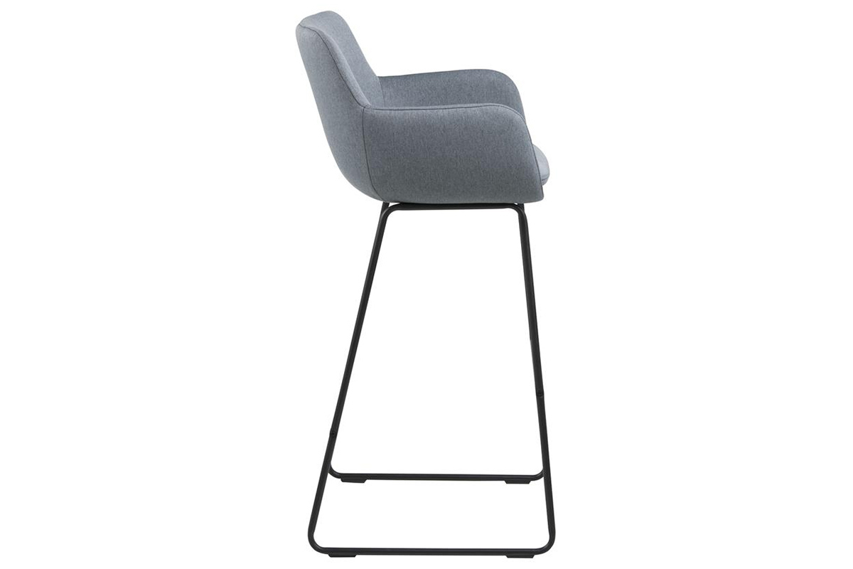 Tabourets de bar tissu gris bleu H75 cm (lot de 2) AMICA