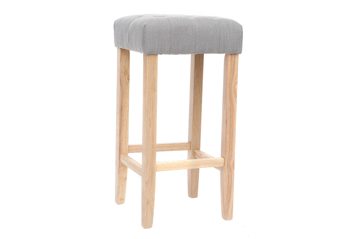 Tabourets de bar tissu gris clair H75 cm (lot de 2) RIVOLI