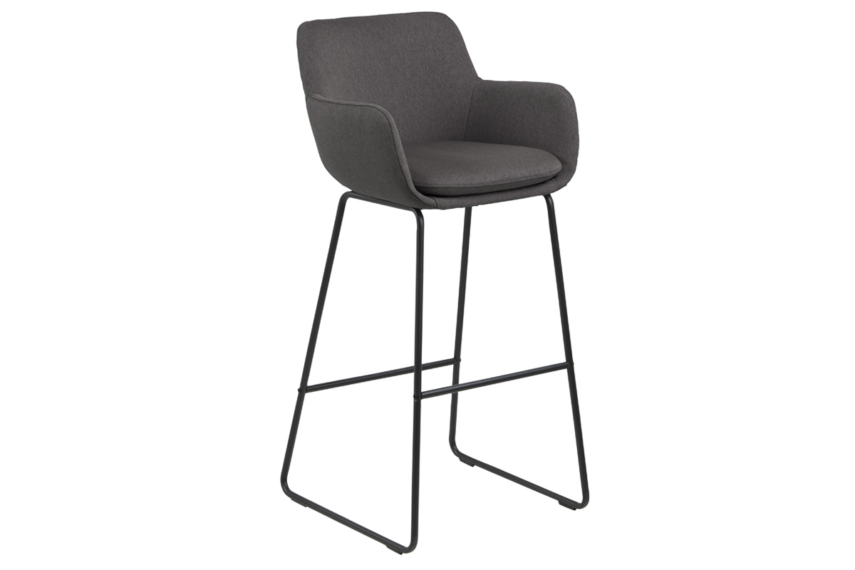 Tabourets de bar tissu gris fonc H75 cm (lot de 2) AMICA