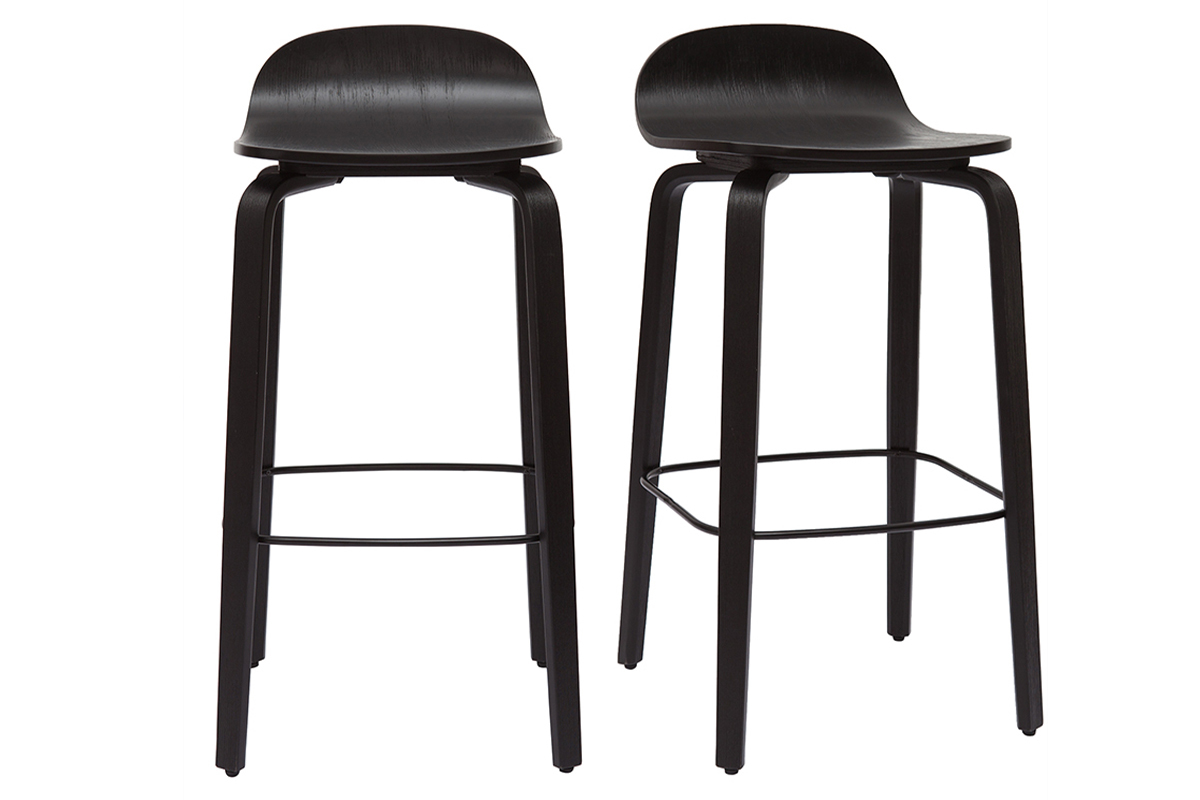 Tabourets de bar vintage bois noir  (lot de 2) OBRA