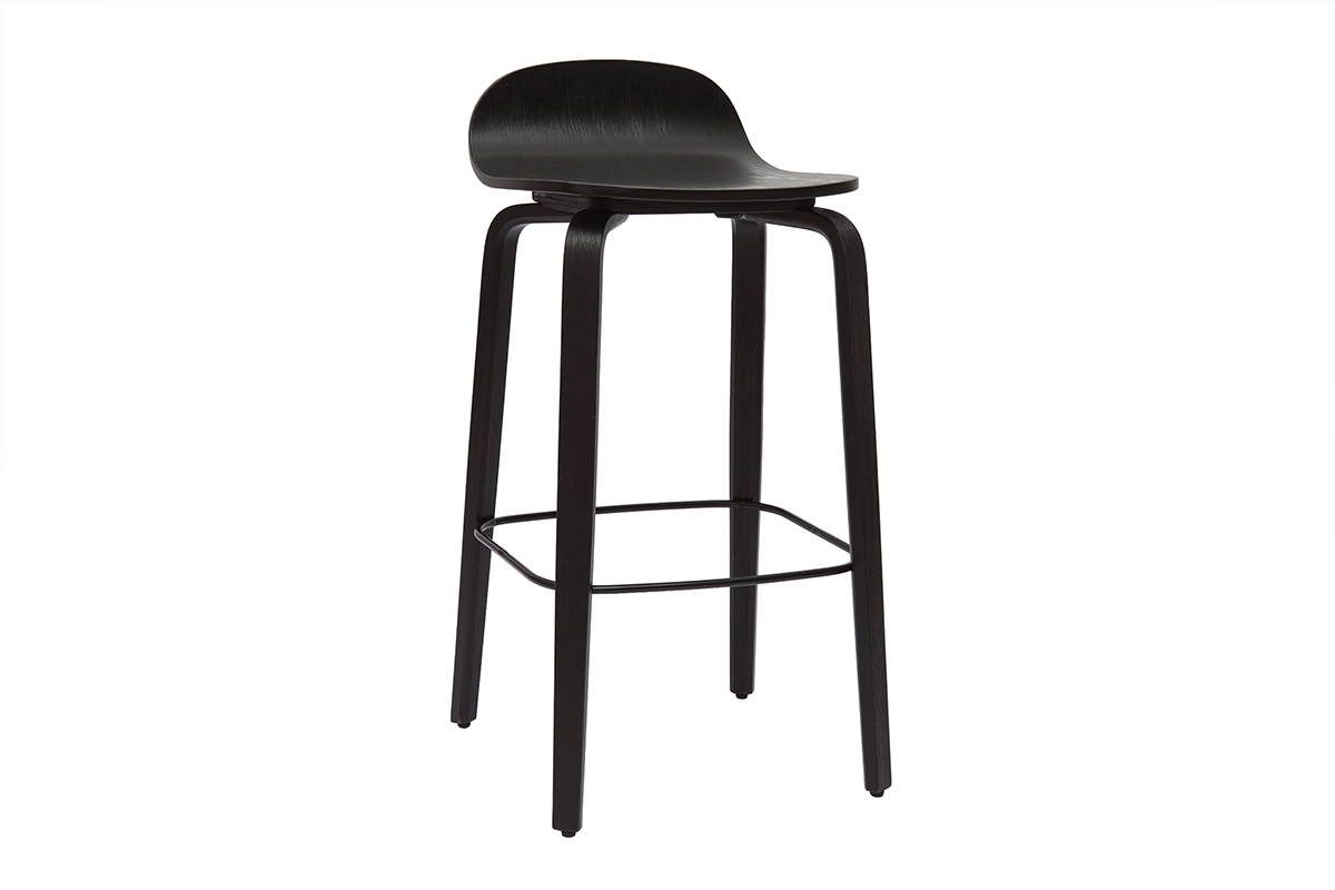 Tabourets de bar vintage bois noir  (lot de 2) OBRA