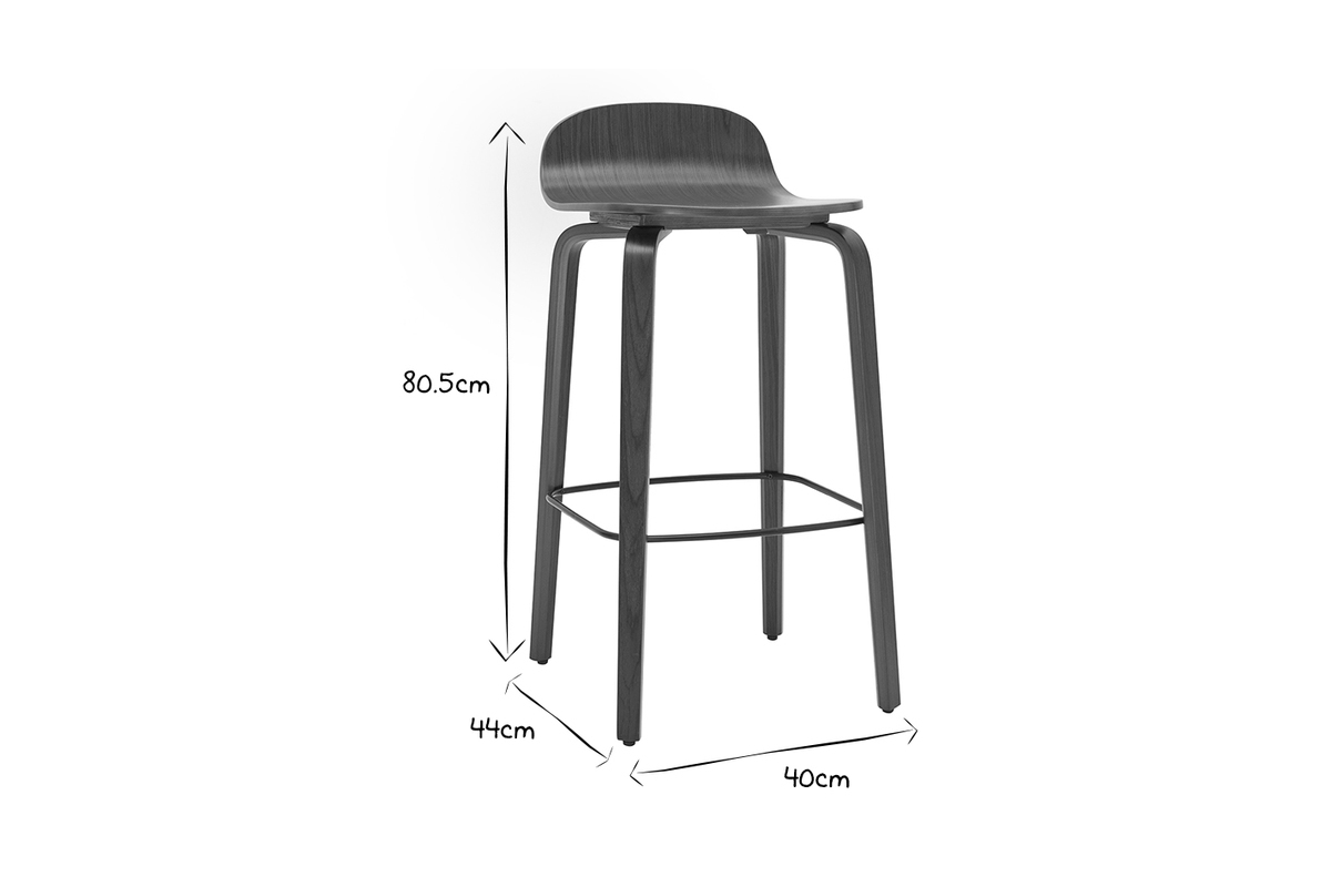Tabourets de bar vintage bois noir  (lot de 2) OBRA