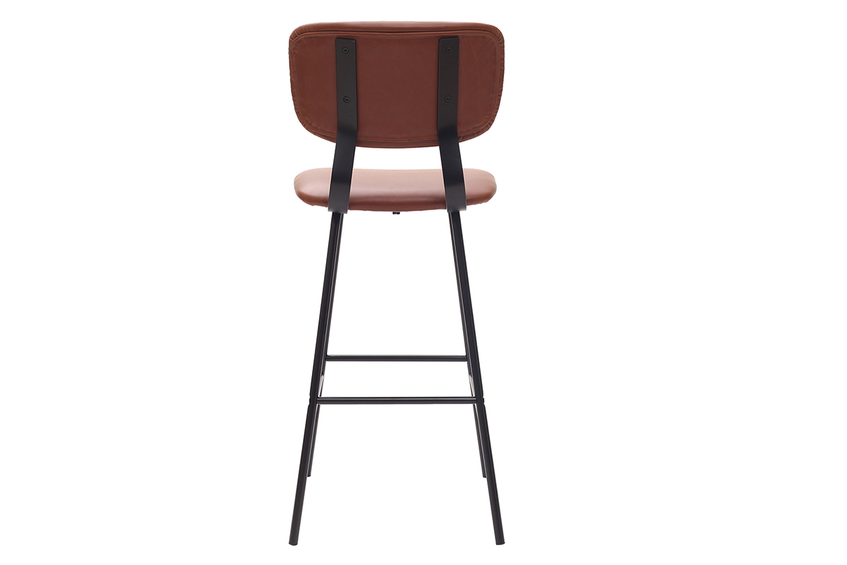 Tabourets de bar vintage marron clair avec pieds m�tal 75 cm (lot de 2) LAB