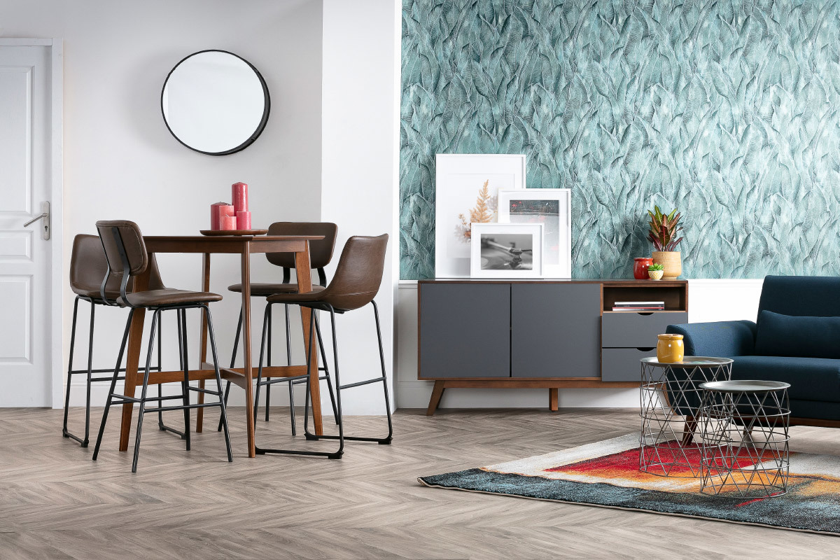 Tabourets de bar vintage marron clair avec pieds m�tal 75 cm (lot de 2) LAB