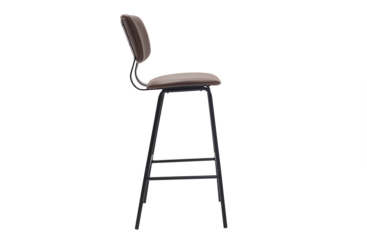 Tabourets de bar vintage marron fonc� avec pieds m�tal 75 cm (lot de 2) LAB