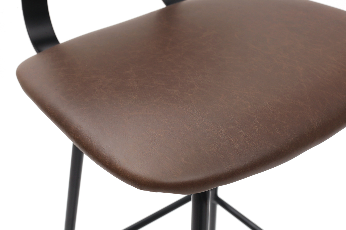 Tabourets de bar vintage marron fonc� avec pieds m�tal 75 cm (lot de 2) LAB