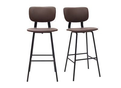 Tabourets de bar vintage marron fonc&eacute; avec pieds m&eacute;tal 75 cm (lot de 2) LAB