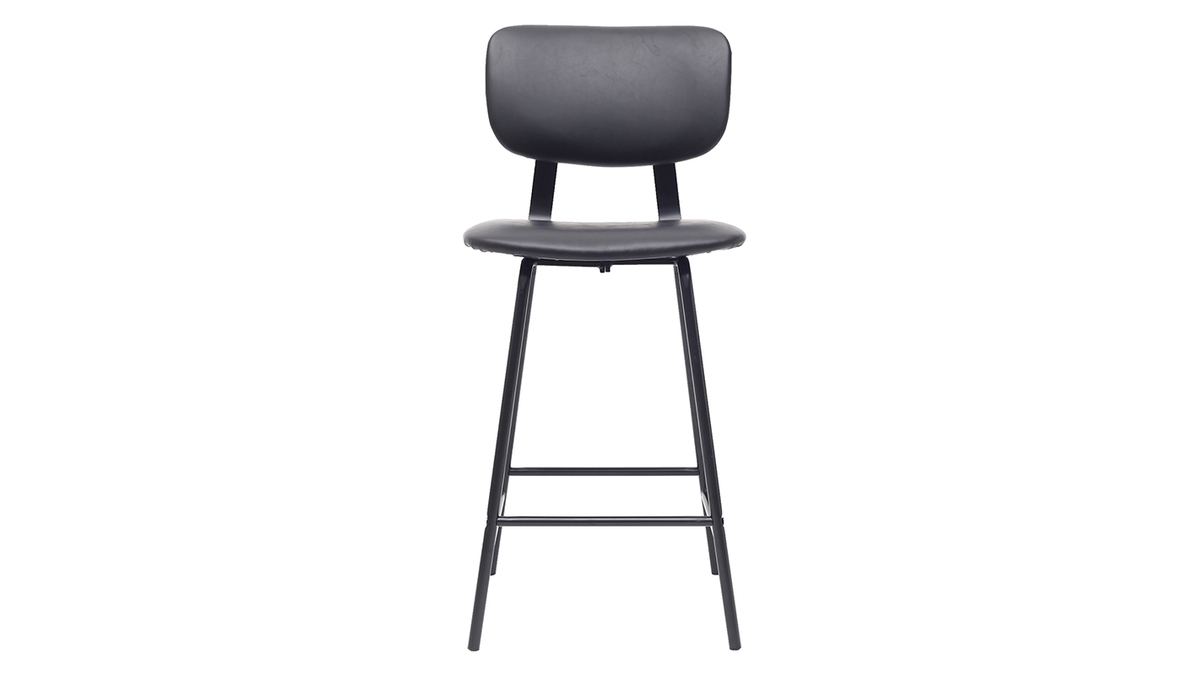 Tabourets de bar vintage noir avec pieds mtal 65cm (lot de 2) LAB