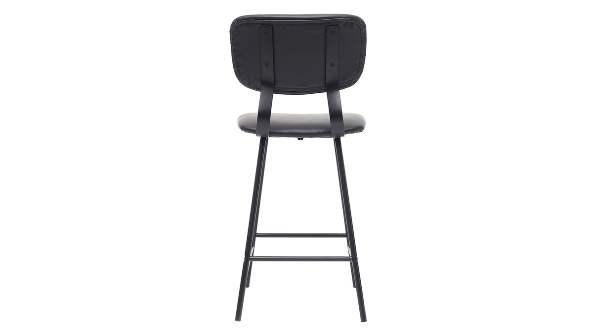 Tabourets de bar vintage noir avec pieds mtal 65cm (lot de 2) LAB