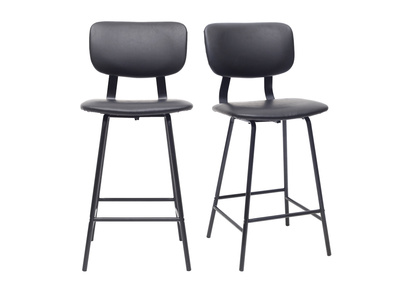 Tabourets de bar vintage noir avec pieds métal 65cm (lot de 2) LAB